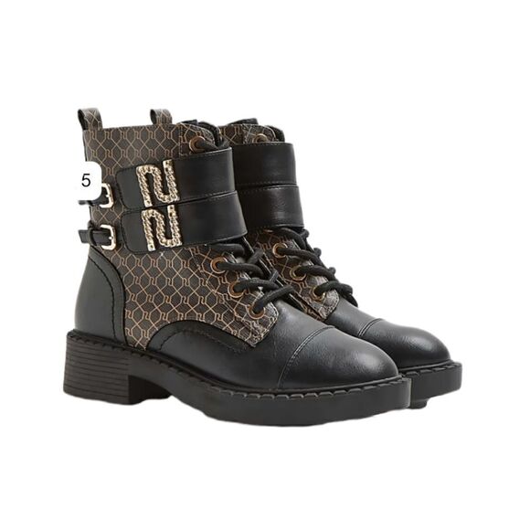 NWT River Island Brown Monogram Boots Sz 8 - Picture 1 of 7